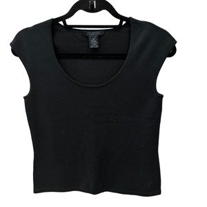 The Limited Black Silk Blend Stretch Cap Sleeve Knit Top Size Medium